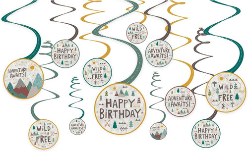 Wilderness Adventure Outdoors Camping Birthday Party Hanging Swirl Decorations