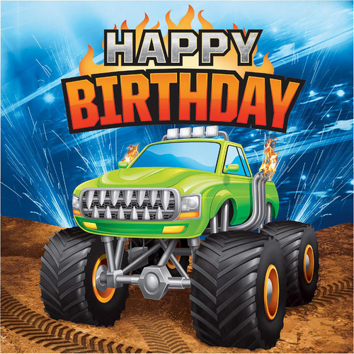 Monster Truck Rally Big Jam Trucks Kids Party Luncheon Napkins HAPPY BIRTHDAY