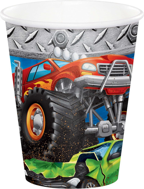 Monster Truck Rally Big Jam Trucks Kids Birthday Party 9 oz. Paper Cups