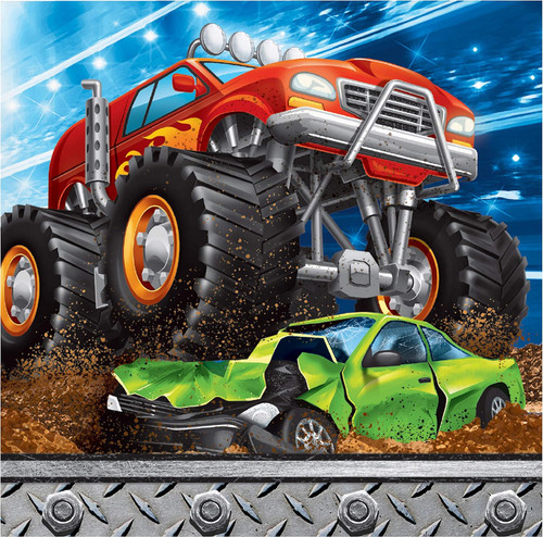 Monster Truck Rally Big Jam Trucks Kids Birthday Party Paper Beverage Napkins