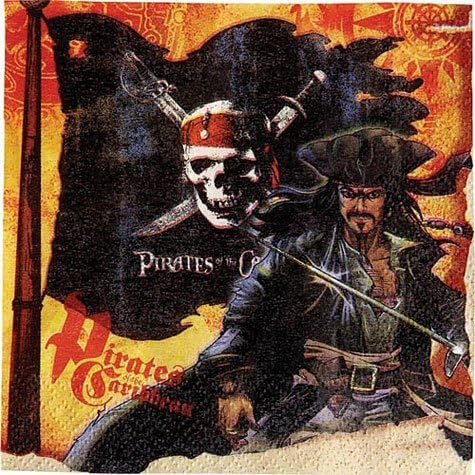 Pirates of the Caribbean Disney Movie Kids Birthday Party Paper Beverage Napkins