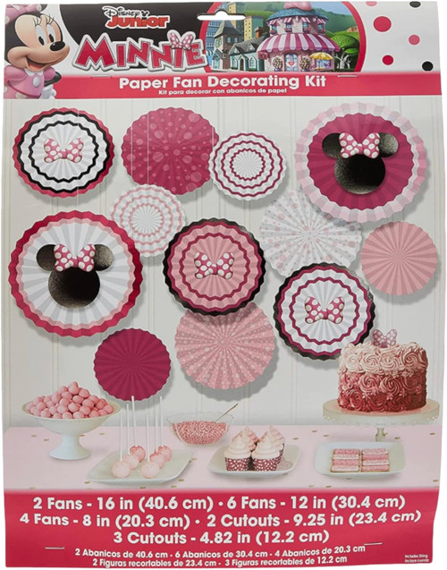 Minnie Mouse Forever Disney Cartoon Kids Birthday Party Paper Fan Decorating Kit
