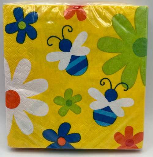 Sunny Days Butterfly Floral Summer Garden Theme Party Paper Beverage Napkins