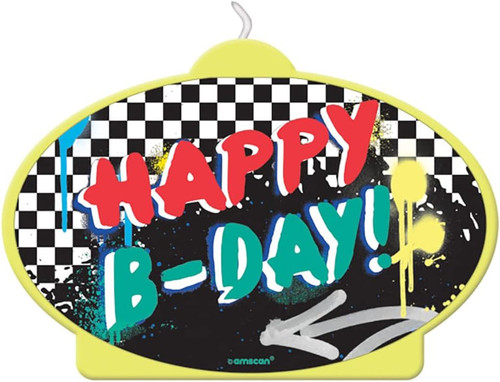Skater Party Skateboard Checkered Birthday Party Decoration Molded Cake Candle