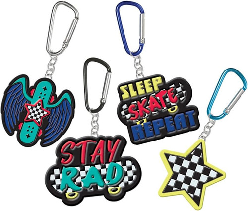 Skater Party Skateboard Checkered Retro Birthday Party Favor Keychains