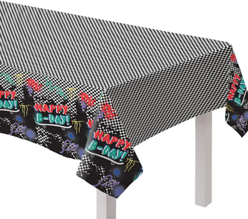 Skater Party Skateboard Checkered Birthday Party Decoration Plastic Tablecover
