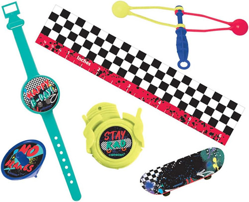 Skater Party Skateboard Checkered Retro Birthday Party 48 pc. Favor Pack