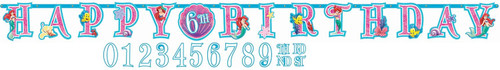 Little Mermaid Disney Birthday Party Decoration Add-An-Age Jumbo Letter Banner