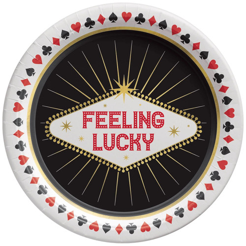 Feeling Lucky Gambling Prom Casino Night Theme Party 7" Paper Dessert Plates