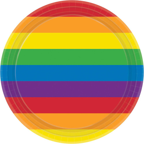 Rainbow Gay Pride Love is Love Birthday Theme Party 9" Paper Dinner Plates