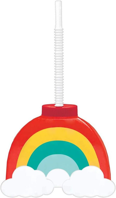 Retro Rainbow Sunshine Pride Birthday Party Favor 10.5 oz. Plastic Sippy Cup