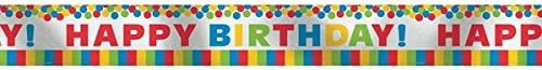 Rainbow Polka Dots & Stripes Bright Birthday Party Decoration Foil Banner