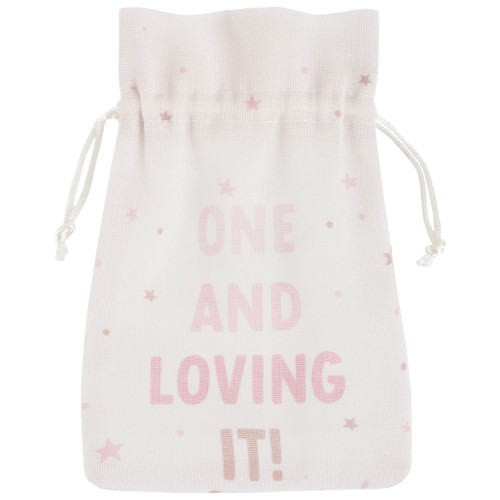 Little Miss One-derful Pink Kids 1st Birthday Party Favor Fabric Pouches