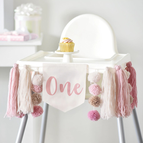 Little Miss One-derful Pink Kids 1st Birthday Party Decoration High Chair Banner