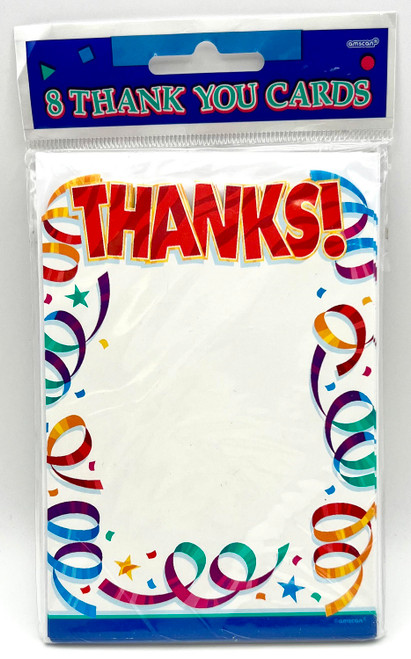 Party Streamers White Happy Birthday Adult Party Single Panel Thank You Notes
