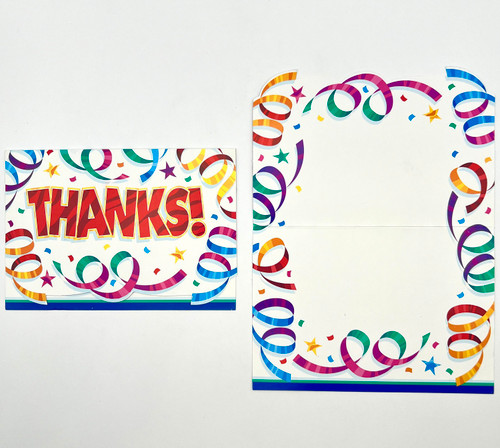 Party Streamers White Happy Birthday Adult Party Thank You Notes w/Envelopes