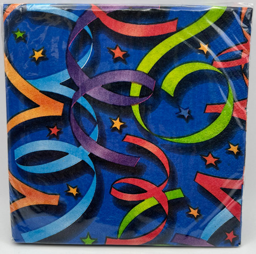 Celebration Streamers Blue Adult Birthday Party Paper Luncheon Napkins