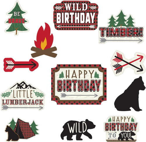 Little Lumberjack Buffalo Plaid Bear Kids Birthday Party Decoration Cutouts