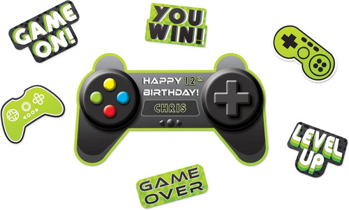 Level Up Video Game Gamer Kids Birthday Party Hanging Wall Decorating Kit