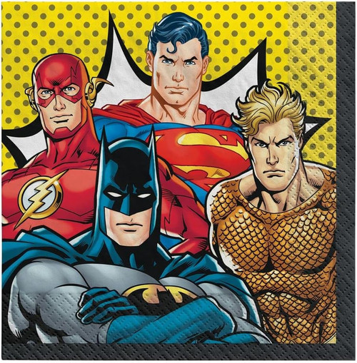 Justice League Heroes Unite DC Comics Kids Birthday Party Paper Luncheon Napkins