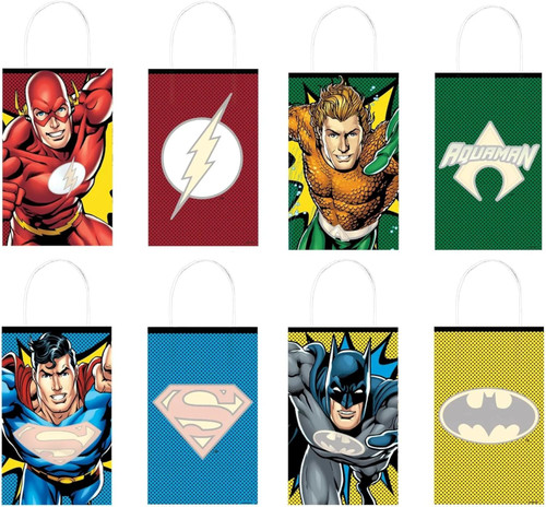 Justice League Heroes Unite DC Comics Kids Birthday Party Favor Paper Kraft Bags