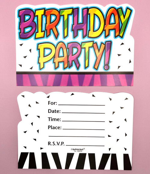Still Wild At... Animal Print Over Hill Birthday Party Invitations w/Envelopes