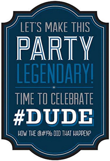 Happy Birthday Man Blue Black Adult Birthday Party Invitations w/Envelopes