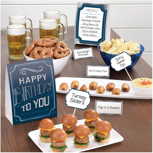 Happy Birthday Man Blue Black Adult Birthday Party Mini Buffet Decorating Kit