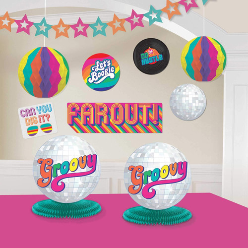 Good Vibes 60's & 70's Decades Retro Theme Party Room Decorating Kit