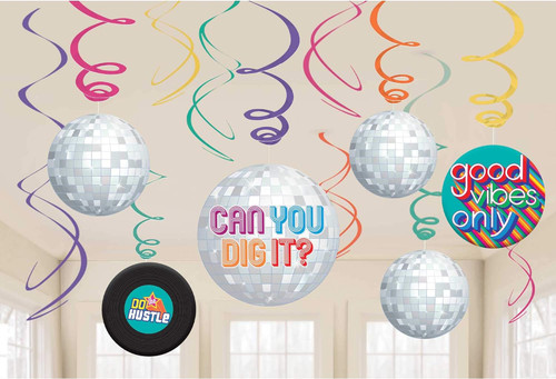Good Vibes 60's & 70's Decades Retro Theme Party Hanging Swirl Decorations