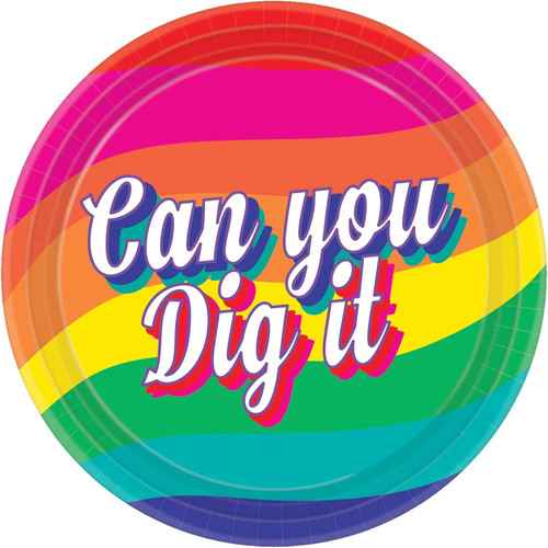 Good Vibes 60's & 70's Decades Retro Theme Party 7" Paper Dessert Plates