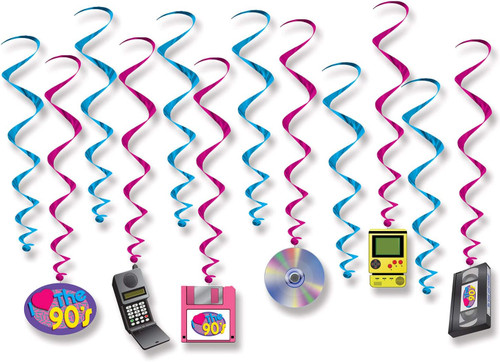 I Love the 90's Music Retro Decades Theme Party Hanging Decoration Whirls