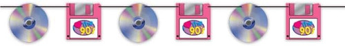90's CD & Floppy Disk Decades Retro Music Theme Party Decoration Streamer