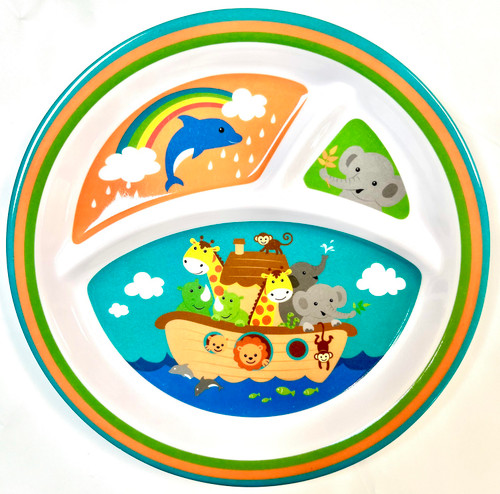 Noah's Ark Animal Baby Shower 1st Birthday Party Gift Divided Melamine Plate