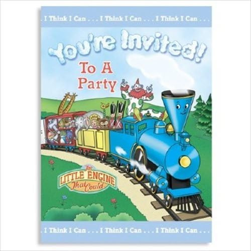 The Little Engine That Could Train Kids Birthday Party Invitations w/Envelopes