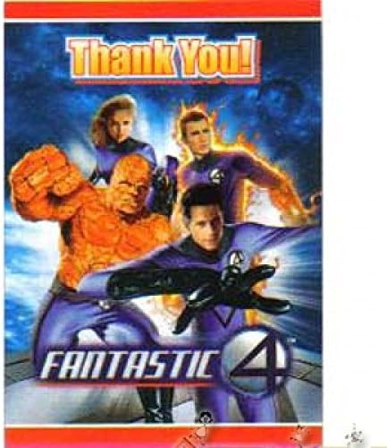 Fantastic Four 4 Marvel Superhero Kids Birthday Party Thank You Notes Cards