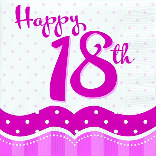 Perfectly Pink Adult Girl Woman 18 18th Birthday Party Paper Luncheon Napkins