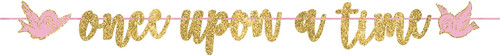 Disney Princess Cartoon Birthday Party Decoration Glitter Ribbon Letter Banner