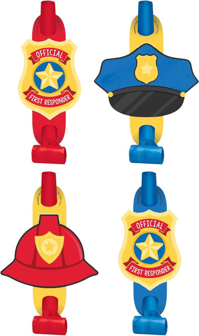 First Responders Firefighter Fire Kids Birthday Party Favor Horns Blowouts