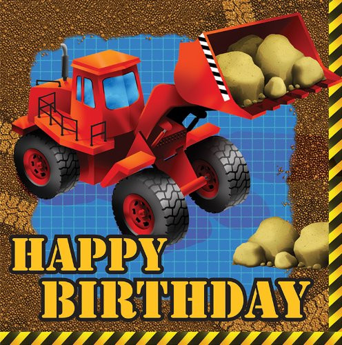 Under Construction Truck Tractor Kids Birthday Party Paper Luncheon Napkins