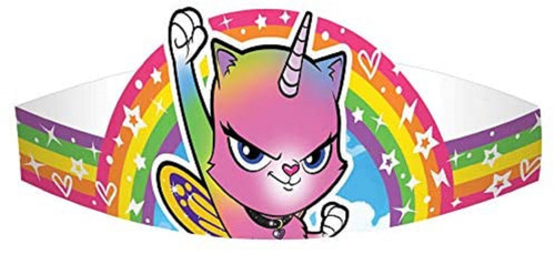 Rainbow Butterfly Unicorn Kitty Cute Kids Birthday Party Favor Paper Tiaras