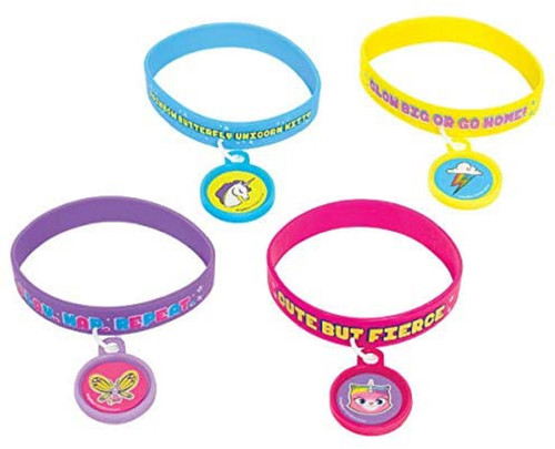 Rainbow Butterfly Unicorn Kitty Cute Kids Birthday Party Favor Rubber Bracelets