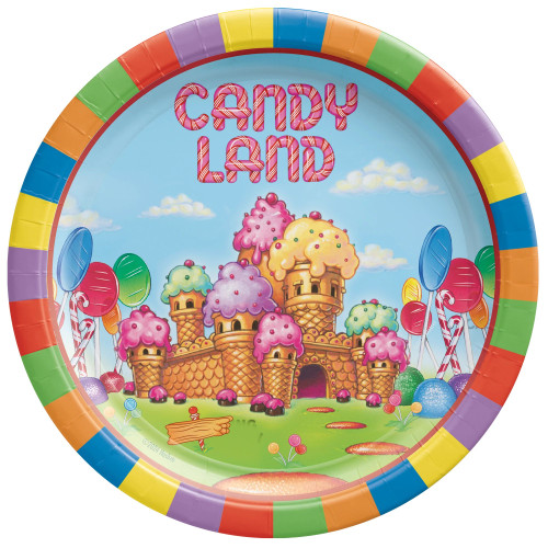Candy Land Hasbro Board Game Kids Birthday Party 7" Paper Dessert Plates
