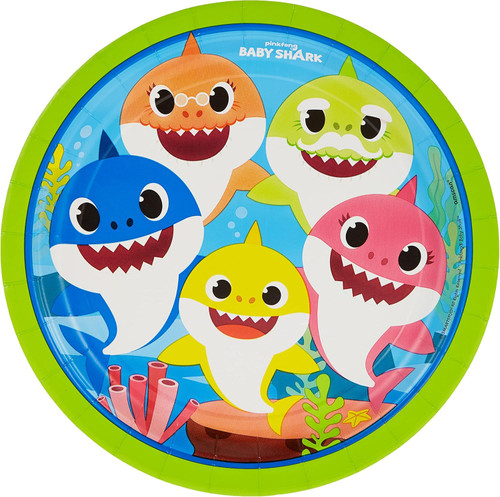 Baby Shark Dance Pinkfong Cartoon Kids Birthday Party 9" Paper Dinner Plates
