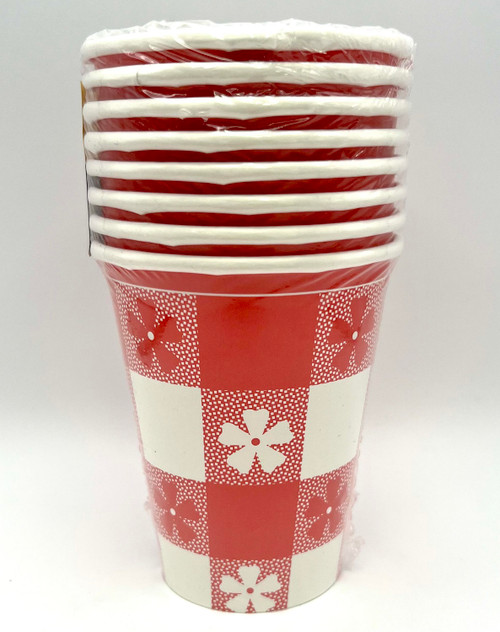 Gingham Check Red White Picnic BBQ Cookout Summer Pool Party 9 oz. Paper Cups