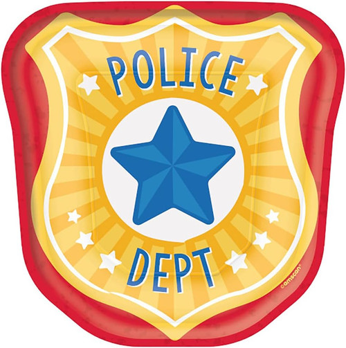 Police Badge Officer Cop Kids Birthday Party 7" Shaped Paper Dessert Plates