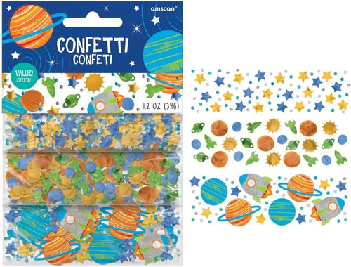 Blast Off Outer Space Planet Rocket Birthday Party Decoration Confetti 3-Pack