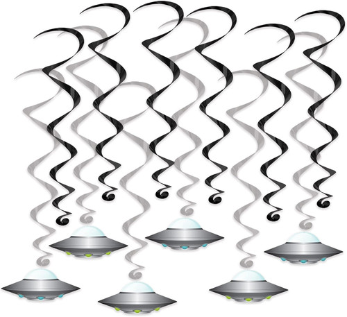 Flying Saucer Outer Space Alien Birthday Theme Party Hanging Decoration Whirls