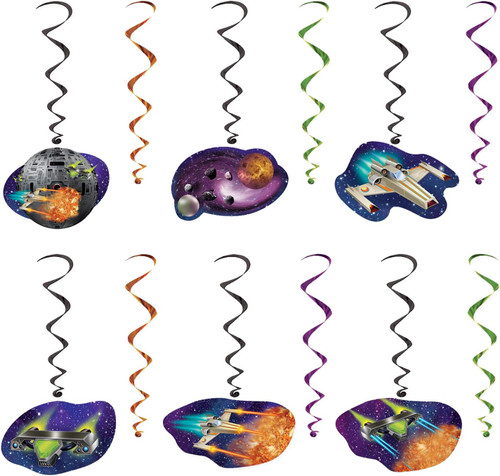 Spaceship Outer Space Alien Birthday Theme Party Hanging Decoration Whirls