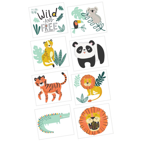 Get Wild Jungle Safari Animal Kids Birthday Party Favor Temporary Tattoos
